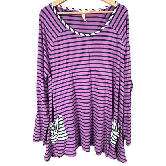 Matilda jane 2XL Modal Purple Striped Swing Top Tunic Womens No Limitations - Picture 1 of 6